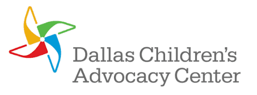 Logo of Dallas Children’s Advocacy Center featuring a colorful pinwheel icon with blue, green, yellow, and red blades next to the organization’s name in gray text, symbolizing hope and growth supported by partners like Northgate Construction.