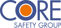 Logo for CORE Safety Group featuring the word CORE in blue capital letters, with an orange dot inside the letter O. SAFETY GROUP appears below in smaller blue letters.